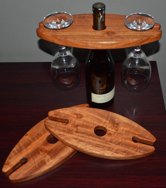 Wooden Wine Bottle Glass Holder